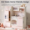 image:imageTiny Land Wooden Play Kitchen for Toddlers Kids Play Toy Kitchen Set  with Realistic Accessories Storage Fridge Stove Microwave Coffee Station Birthday Gift for Boys Girls Ages 3WhitePink