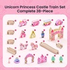 image:imageTiny Land Wooden Train Set for Girls 38PCS Unicorn Princess Train Set  Including Castle Bridge amp Royal Accessories Pink Fantasy Train Track Set Gift for Toddlers Girl Toys Ages 3