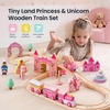 image:imageTiny Land Wooden Train Set for Girls 38PCS Unicorn Princess Train Set  Including Castle Bridge amp Royal Accessories Pink Fantasy Train Track Set Gift for Toddlers Girl Toys Ages 3