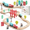image:imageTiny Land 39 Pcs Wooden Train Set for Toddler with Wooden Tracks  Compatible with Major Brands Expandable Changeable Train Toy for 3 4 5 Years Old Girls amp Boys Great Birthday Gift39PCS Train Set