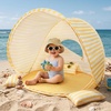 image:imageTiny Land Baby Beach Tent Pop Up Baby Tent with UPF 50 Sun Protection  Portable Baby Beach Essentials 354x276x315 Sun Shelter for Infants Baby Outdoor Use Sunset BlushPastel Yellow Stripes