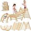 image:imageTiny Land Pikler Triangle Set 7in1 Foldable Climbing Toys Set for Kids  Baby Indoor Playground Jungle Gym Wooden Montessori Climbing Set for ToddlerIdeal Gift for Kids RainbowNatural