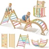 image:imageTiny Land Pikler Triangle Set 7in1 Foldable Climbing Toys Set for Kids  Baby Indoor Playground Jungle Gym Wooden Montessori Climbing Set for ToddlerIdeal Gift for Kids RainbowRainbow