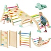 image:imageTiny Land Pikler Triangle Set7in1 Foldable Montessori Climbing Toys  Indoor Wooden Playground Jungle Gym for Kids Climber Gift for Boys amp Girls Toddler Climbing Toys MorandiRainbow
