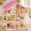 image:imageTiny Land Wooden Dollhouse for Girls  6 Rooms Wooden Doll House  DIY Pretend Doll House with 31Pcs Furniture Accessories Creative Gift for Girl Ages 3GreenDusty Pink