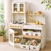 image:imageTiny Land Wooden Play Kitchen for Kids with Toy Storage for Pretend Play  BuiltIn Cabinets Felt Bins amp Cookware Accessories Make Cleanup Easy While Encouraging Organizational SkillsCream
