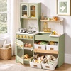 image:imageTiny Land Wooden Play Kitchen for Kids with Toy Storage for Pretend Play  BuiltIn Cabinets Felt Bins amp Cookware Accessories Make Cleanup Easy While Encouraging Organizational SkillsGreen