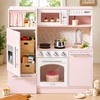 image:imageTiny Land Wooden Play Kitchen for Toddlers Kids Play Toy Kitchen Set  with Realistic Accessories Storage Fridge Stove Microwave Coffee Station Birthday Gift for Boys Girls Ages 3WhitePink
