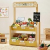 image:imageTiny Land Wooden Play Store Pretend Grocery Store Role Play Toy  Pretend Farmers Market amp Coffee Shop with Cash Register DIY Price Tags Chalkboard for Toddlers