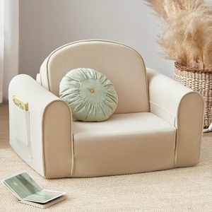 image:imageTiny Land 2in1 Foldable Kids Couch with Pocket Soft Thick Toddler Sofa  Convertible Kids Chair for Playroom Bedroom or Living Room Cozy amp Comfortable Ideal Gift for Boys amp GirlsPinkBeige