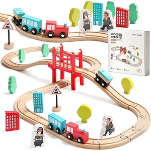 image:imageTiny Land 39 Pcs Wooden Train Set for Toddler with Wooden Tracks  Compatible with Major Brands Expandable Changeable Train Toy for 3 4 5 Years Old Girls amp Boys Great Birthday Gift39PCS Train Set