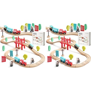 image:imageTiny Land 39 Pcs Wooden Train Set for Toddler with Wooden Tracks  Compatible with Major Brands Expandable Changeable Train Toy for 3 4 5 Years Old Girls amp Boys Great Birthday Gift39PCS Train Set Pack of 2