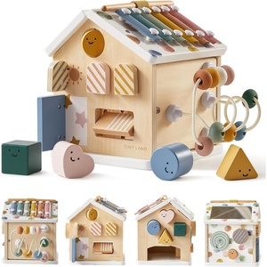 image:imageTiny Land 9in1 Wooden Activity Cube Educational Toy for Toddlers  Montessori Baby Activity Center for 1 Year Old Ideal Gift for Boys and Girls MorandiMorandi