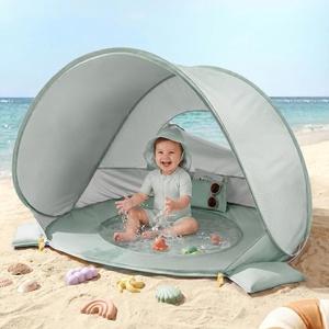 image:imageTiny Land Baby Beach Tent with Pool amp UV Protection Pastel Aqua  Large 47 x 31 x 35 Popup Baby Tent with 3 Sand Pockets Easy Folding and Portable Carry Bag for Beach TripsPastel Aqua