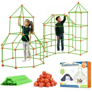 image:imageTiny Land Fort Building Kit for Kids Ages 412 STEM Building Toy  86 Rods amp 44 Balls Build Forts Tunnels amp Castles IndoorOutdoor Play Storage Bag STEM Gift for KidsOrangegreen