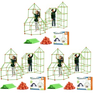 image:imageTiny Land Fort Building Kit for Kids Ages 412 STEM Building Toy  86 Rods amp 44 Balls Build Forts Tunnels amp Castles IndoorOutdoor Play Storage Bag STEM Gift for KidsGreen