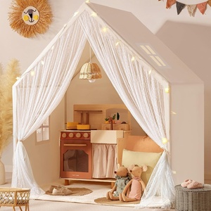 image:imageTiny Land Kids Play Tent with Padded Mat amp LED Lights Ages 3  Modern Home Design Neutral Color Indoor Playhouse Cozy Bed Tent for Toddler Ideal Toy Gift For Boys amp GirlsWarm Cream