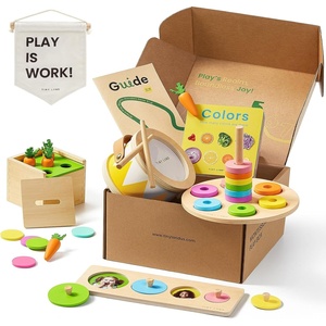 image:imageTiny Land Montessori Baby Toy Set 46 Months 4 in 1 Motor Skills Kit  Soft cloth book spinning rainbow toy silicone blocks baby tissue box tummy time teething and fine motor play gift1315M Educational Box