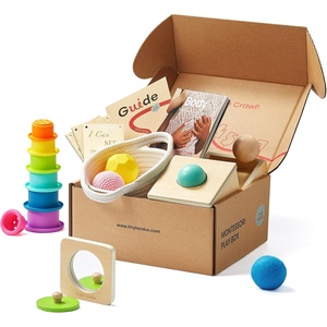 image:imageTiny Land Montessori Baby Toy Set 46 Months 4 in 1 Motor Skills Kit  Soft cloth book spinning rainbow toy silicone blocks baby tissue box tummy time teething and fine motor play gift79M Educational Box