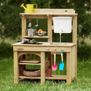 image:imageTiny Land Outdoor Mud Kitchen for Kids Ages 3 Wooden Water Play Kitchen  12mm Thick WeatherResistant Wood 4L Water Tank amp Sink Modular StoveSensory Table Large Storage Outdoor Play