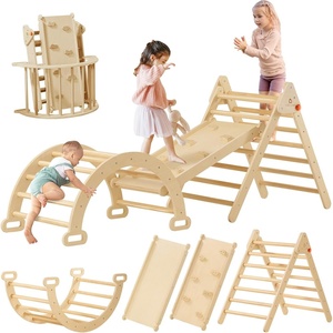 image:imageTiny Land Pikler Triangle Set 7in1 Foldable Climbing Toys Set for Kids  Baby Indoor Playground Jungle Gym Wooden Montessori Climbing Set for ToddlerIdeal Gift for Kids RainbowNatural