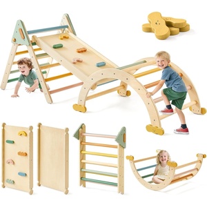 image:imageTiny Land Pikler Triangle Set7in1 Foldable Montessori Climbing Toys  Indoor Wooden Playground Jungle Gym for Kids Climber Gift for Boys amp Girls Toddler Climbing Toys MorandiMorandi