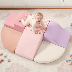 image:imageTiny Land Soft Foam Climbing Blocks for Toddlers 6Piece Foam Blocks  Indoor Playground Baby Climbing Toys Ideal Gift for Kids Activity Crawling and Sliding Foam Play Set VintagePink Pastel