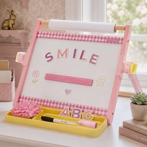 image:imageTiny Land Tabletop Kids Art Easel 5Level Magnetic Drawing Board  Wooden Easel with Whiteboard amp Chalkboard Locking Button AntiSlip Base Storage Tray Learning Toy for Ages 3OatmealPink