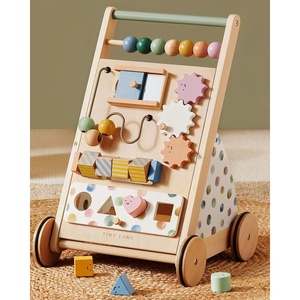 image:imageTiny Land Wooden Baby Walker with Activity Center Montessori Push Walker  Adjustable speed for beginners From sitting play to first steps Sensory handon games Gift for boys amp girls MorandiMorandi