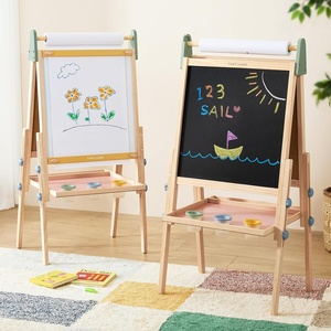 image:imageTiny Land Wooden Easel for Kids Art Easel with Chalkboard amp Whiteboard  Sturdy solid pine frame 2 drawing paper rolls Doublesided board 3 heights Art Learning Toy for Ages 312 Soft pastelPink