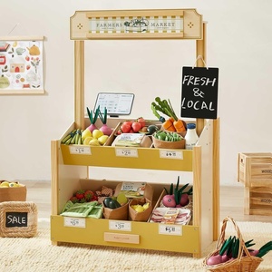 image:imageTiny Land Wooden Play Store Pretend Grocery Store Role Play Toy  Pretend Farmers Market amp Coffee Shop with Cash Register DIY Price Tags Chalkboard for Toddlers