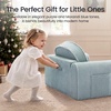 image:imageTiny Land 2in1 Foldable Kids Couch Thick Foam Corduroy Sofa with PocketBlue