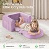 image:imageTiny Land 2in1 Foldable Kids Couch Thick Foam Corduroy Sofa with PocketPurple