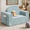 image:imageTiny Land 2in1 Foldable Kids Couch Thick Foam Corduroy Sofa with PocketBlue