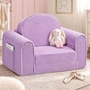 image:imageTiny Land 2in1 Foldable Kids Couch Thick Foam Corduroy Sofa with PocketPurple
